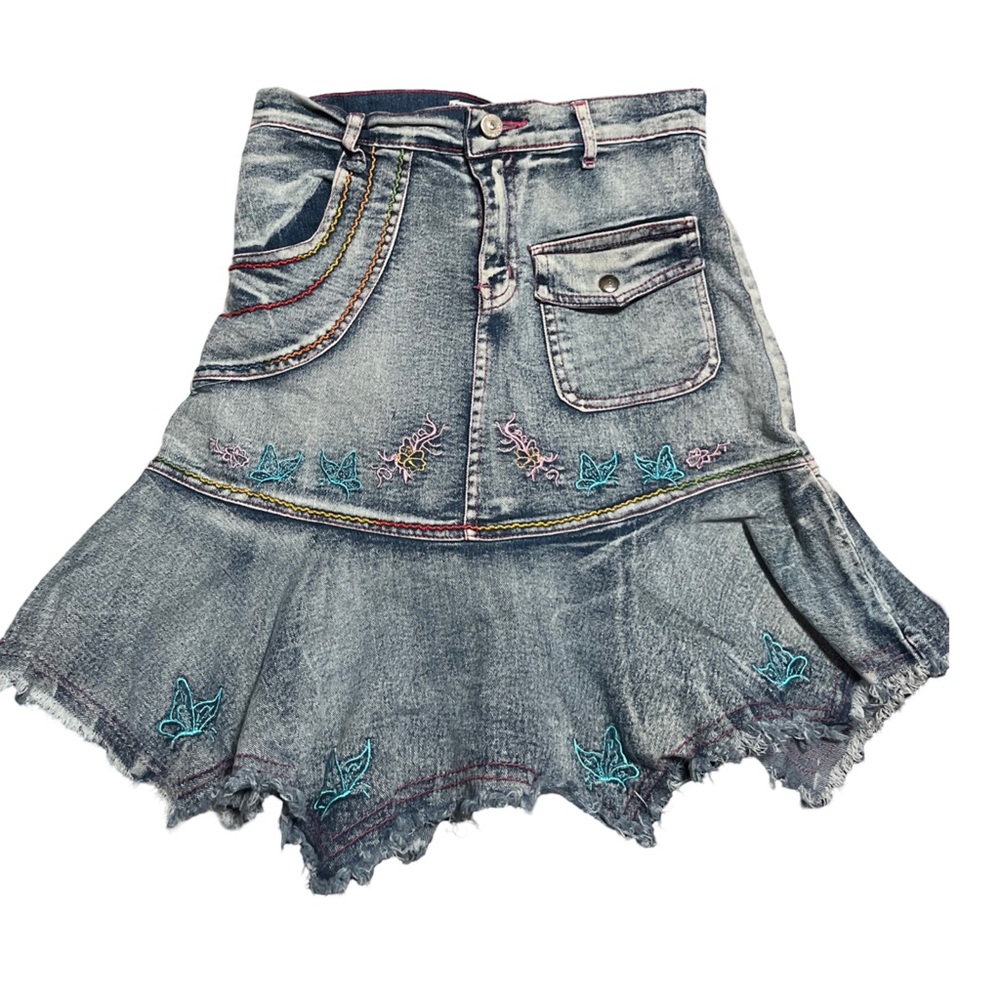 Acid wash stretch denim skirt - size 8
